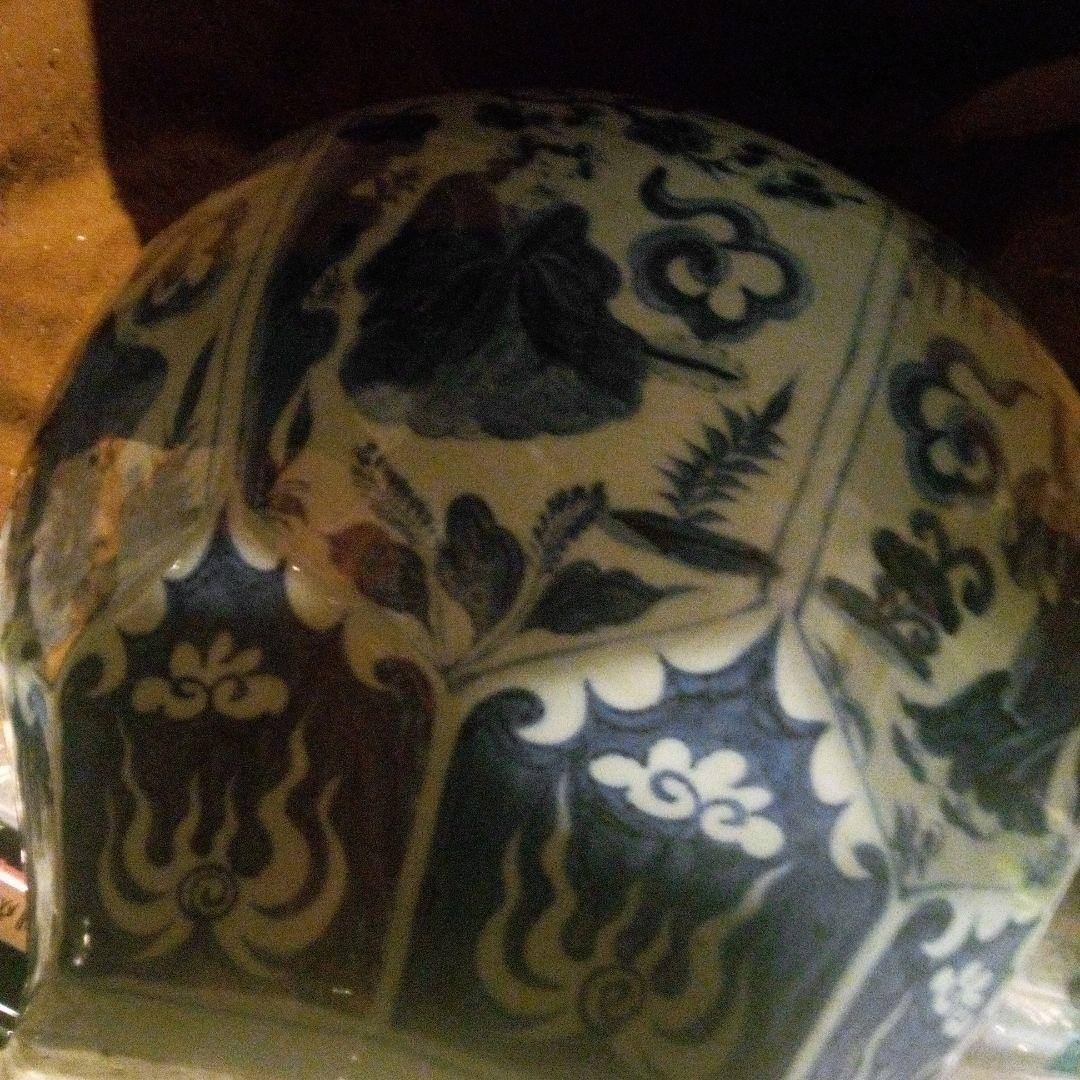 中国陶磁器　元染付　大壺　人物