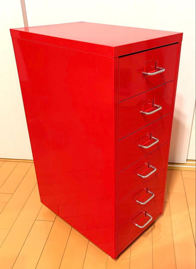IKEA キャスター付き6段キャビネット HELMER（ヘルメル）　レッド