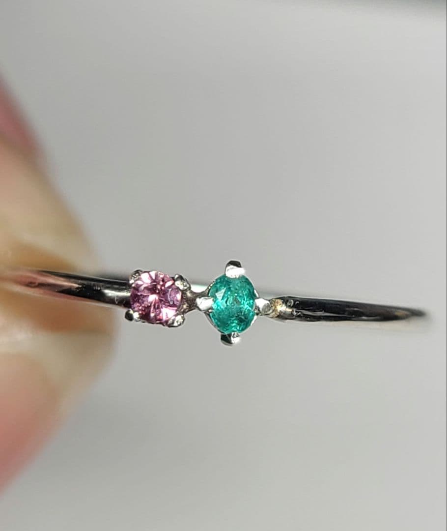 ★バターリャパライバトルマリン&パパラチアサファイアリングPt900★