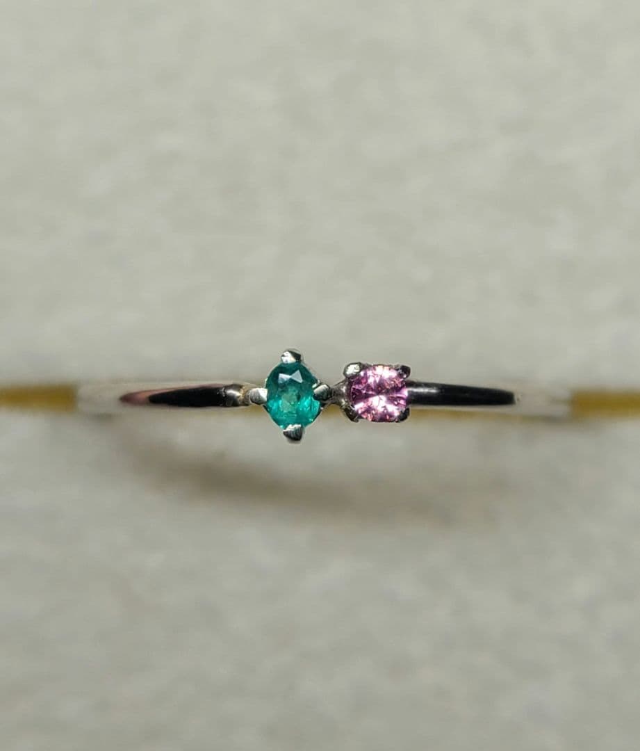 ★バターリャパライバトルマリン&パパラチアサファイアリングPt900★