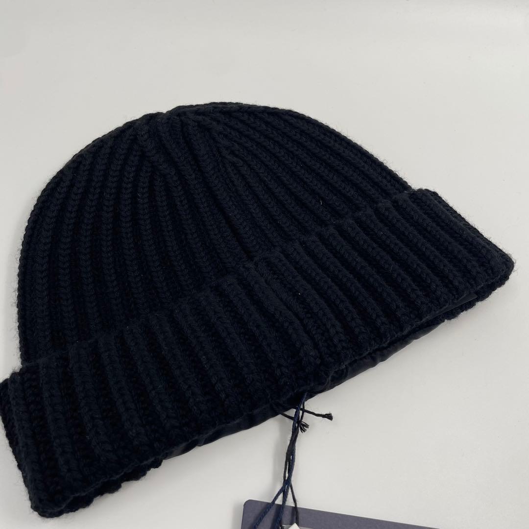 【✨新品タグ付】 プラダ ニット帽 ギャバジン×ウール 三角ロゴ ICタグ 黒