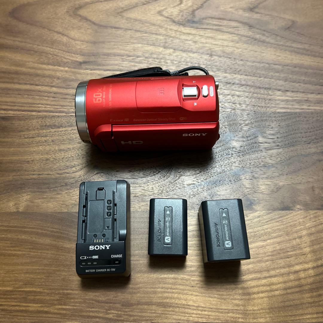 SONY HDR-CX680 レッド ハンディカム バッテリー2個付き