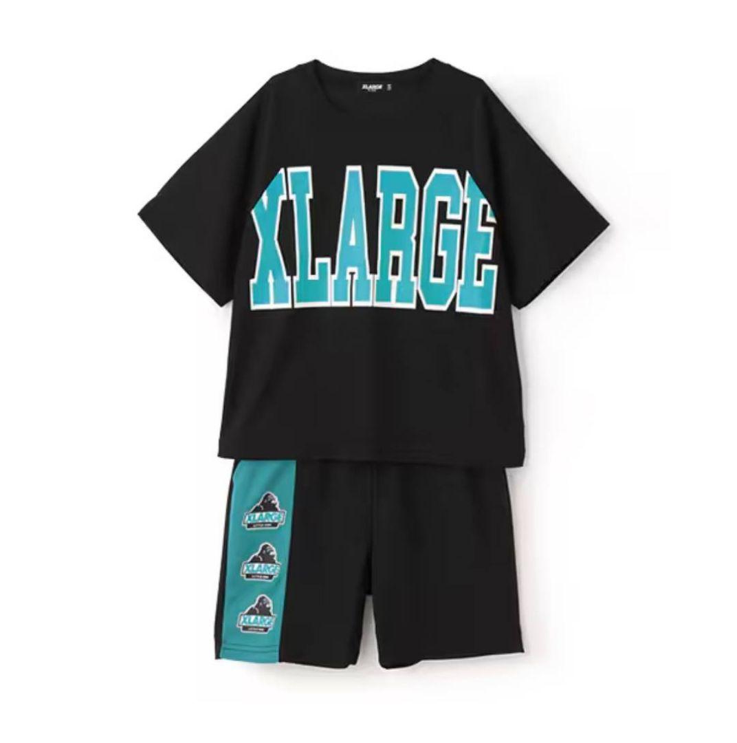 新品未使用 130cm エクストララージキッズ配色ロゴ半袖T+ショートパンツ