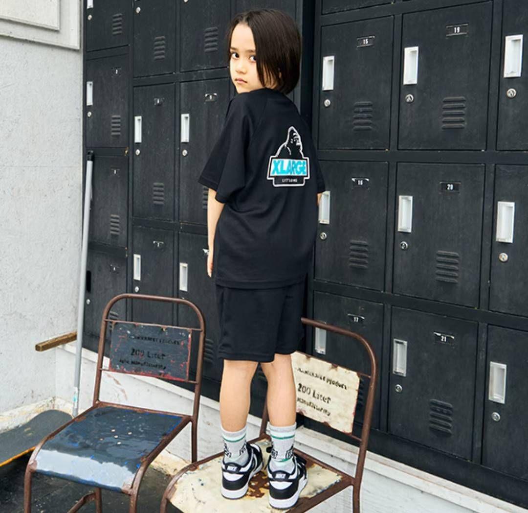 新品未使用 130cm エクストララージキッズ配色ロゴ半袖T+ショートパンツ