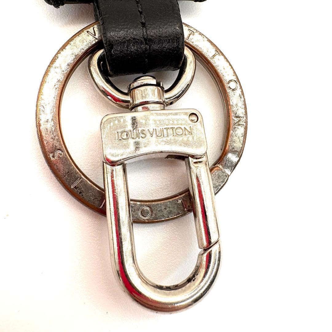 VUITTON　クラッシュクレ　黒　キーリング　本革　シルバー金具　ポルトクレ