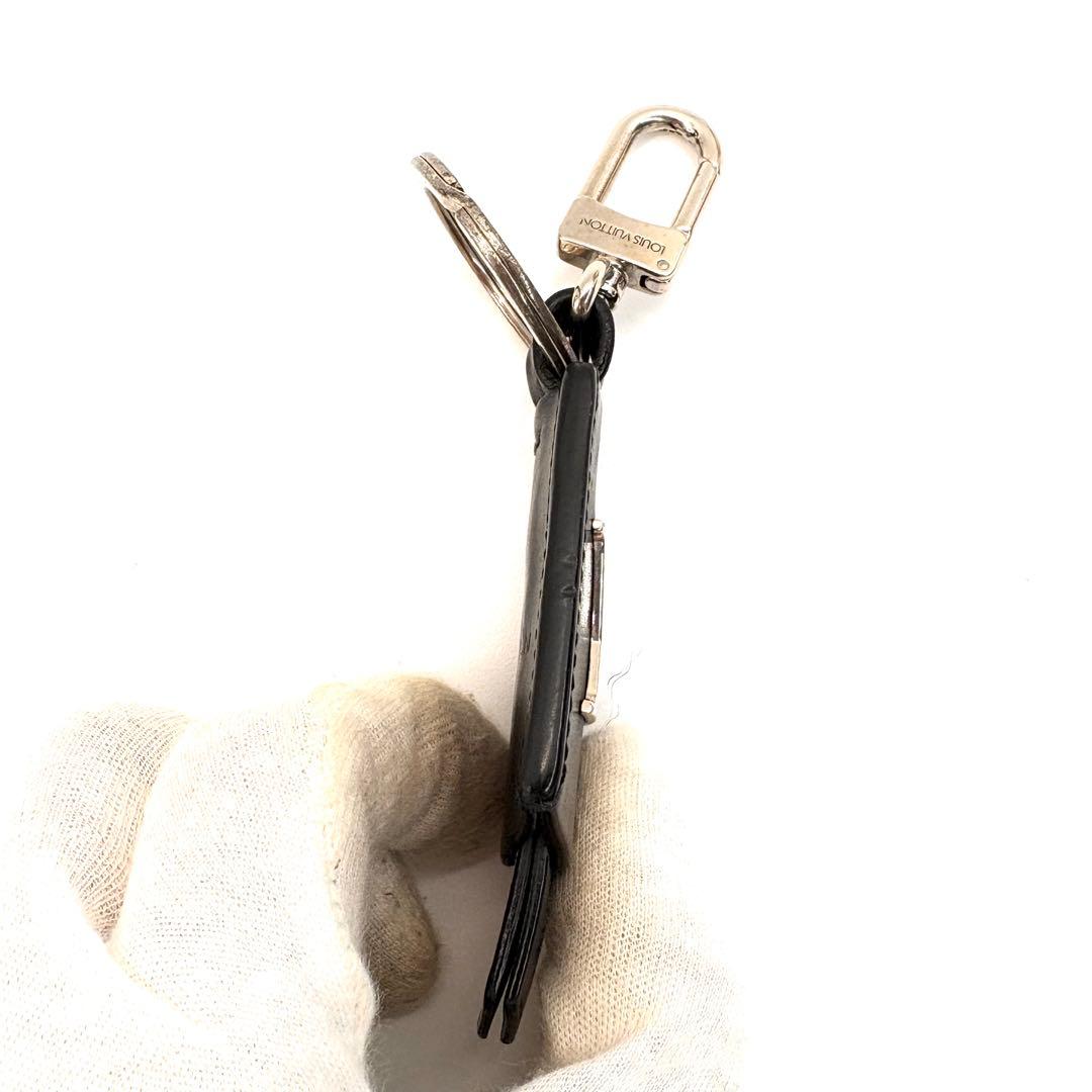 VUITTON　クラッシュクレ　黒　キーリング　本革　シルバー金具　ポルトクレ