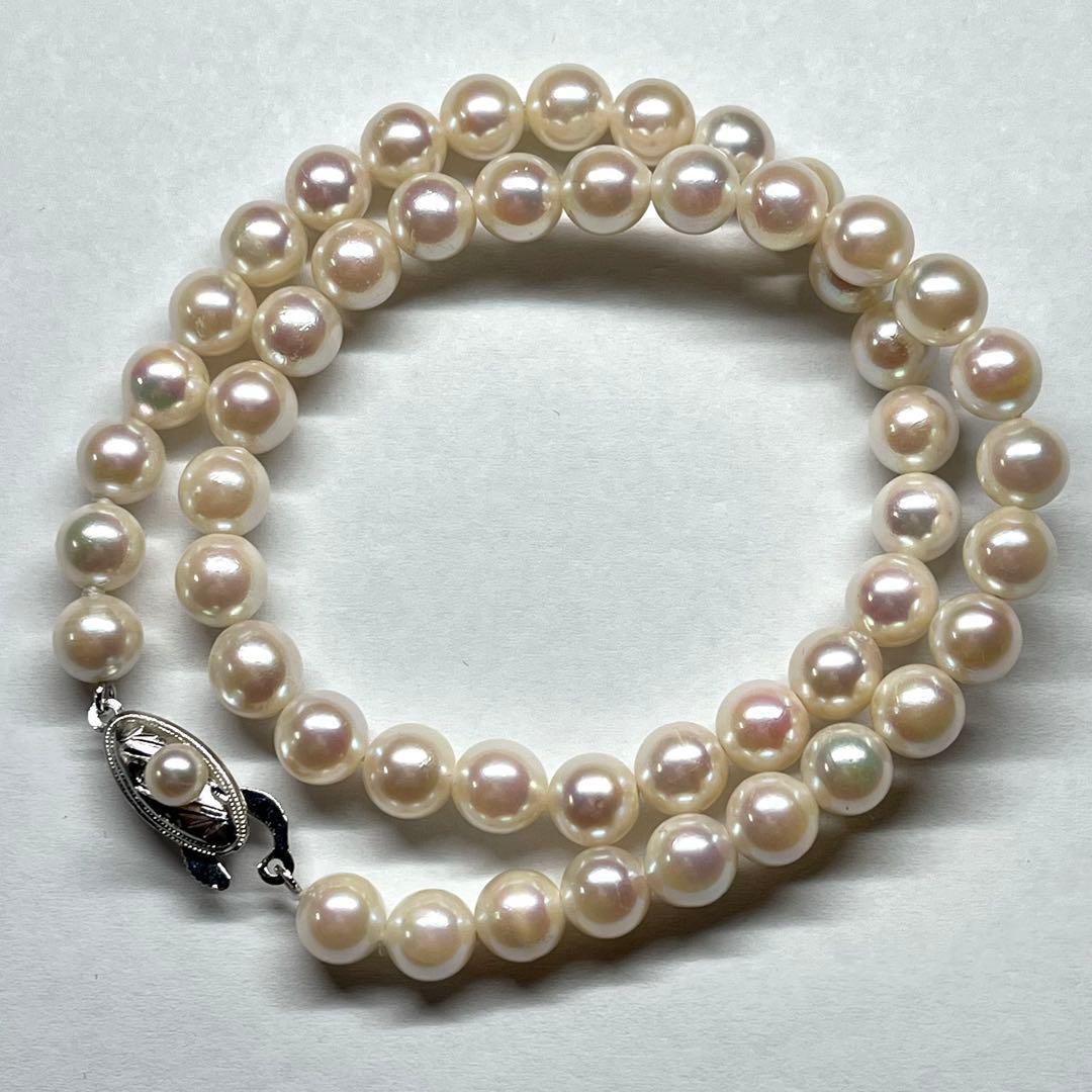 照り強✨鑑別書付き✨オーロラ干渉色✨あこや真珠 7.1mm パールネッレス