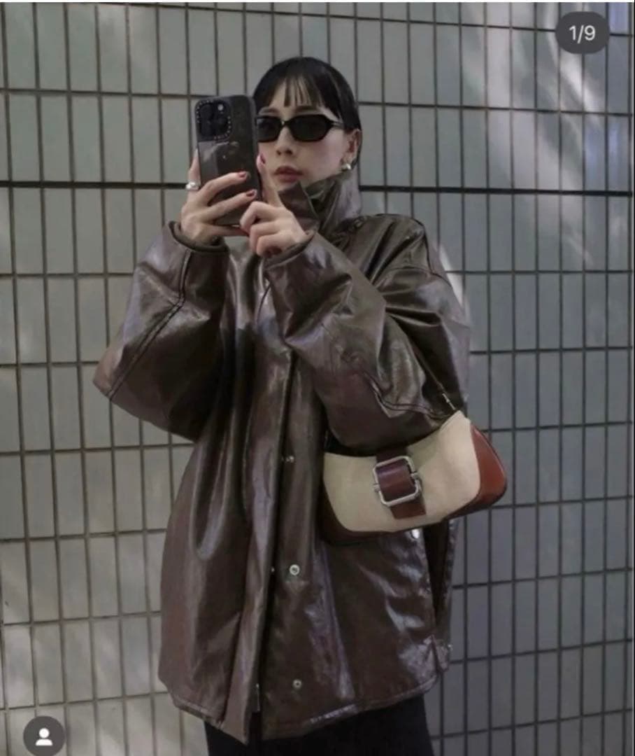 【※新品未使用PASTING LIKE FAKE LEATHER JACKET】