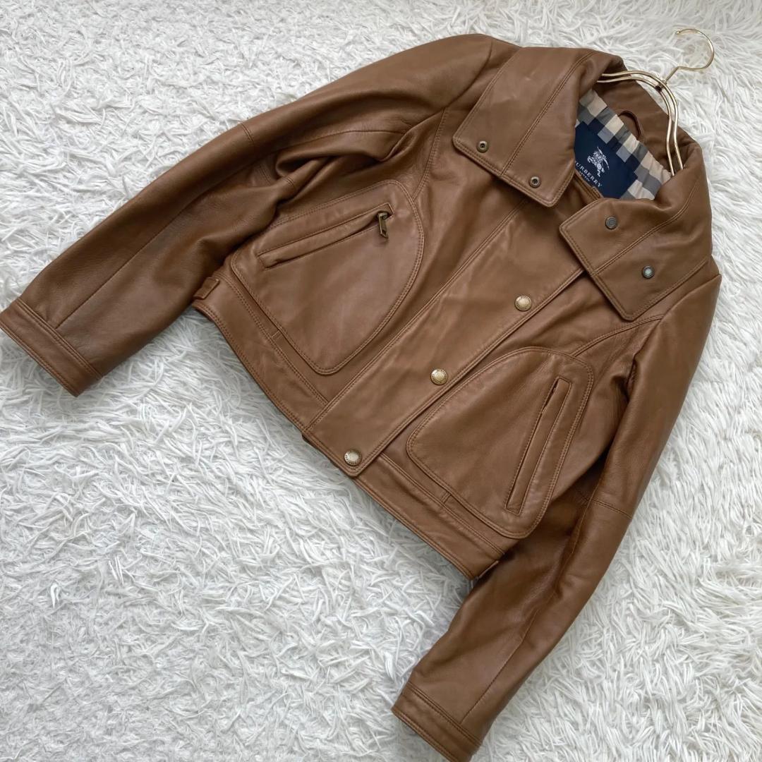 Burberry レザージャケット キャメル 38 ノバチェック