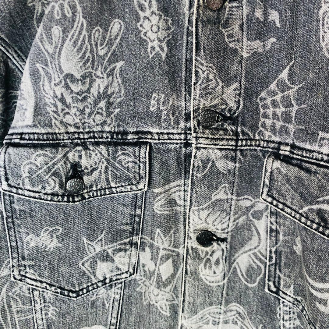 【激レア】ブラックアイパッチ デニムジャケット 総柄Gジャン グラフィック L