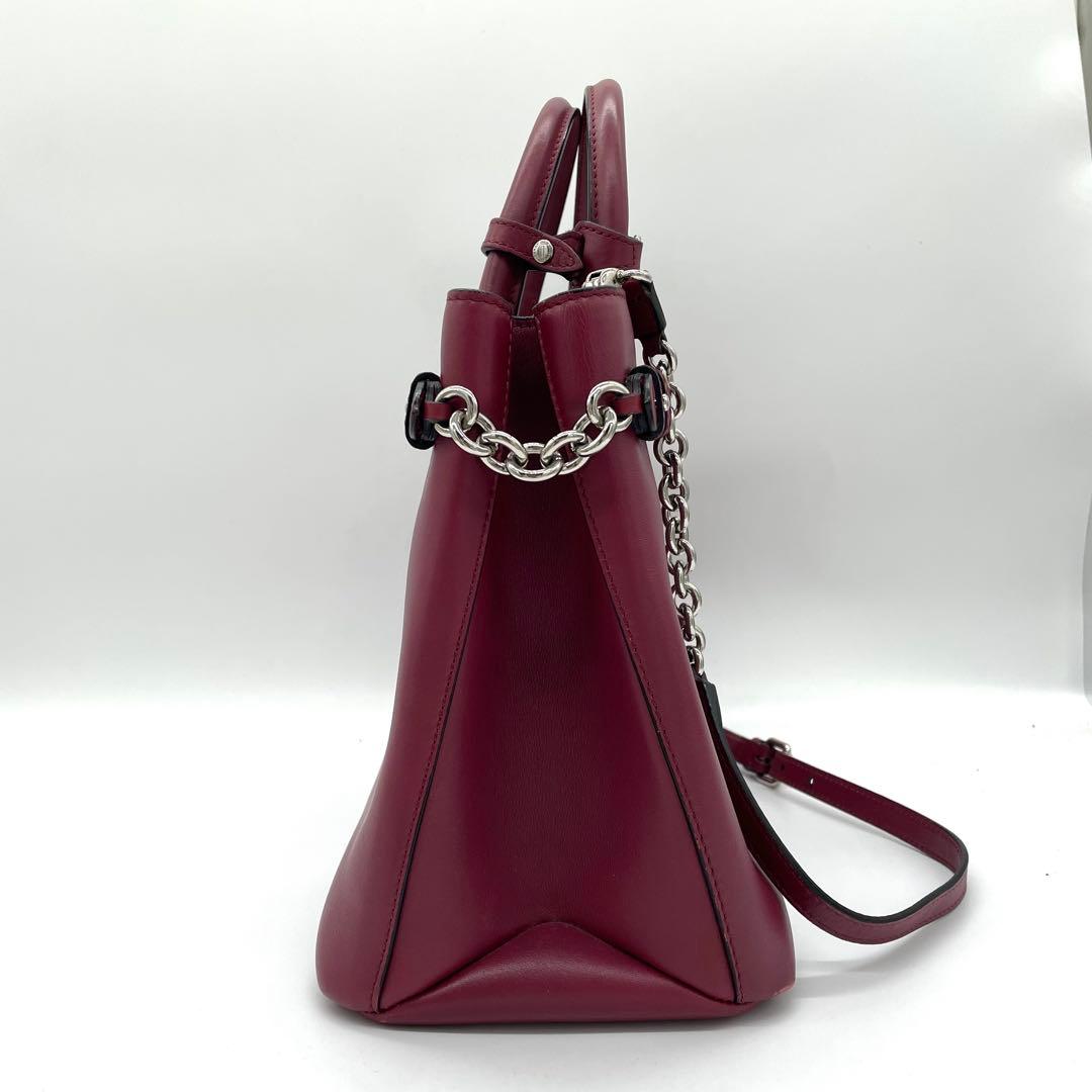 【美品】バーバリー　バナーバッグ　2way ノバチェック　レザー　ボルドー