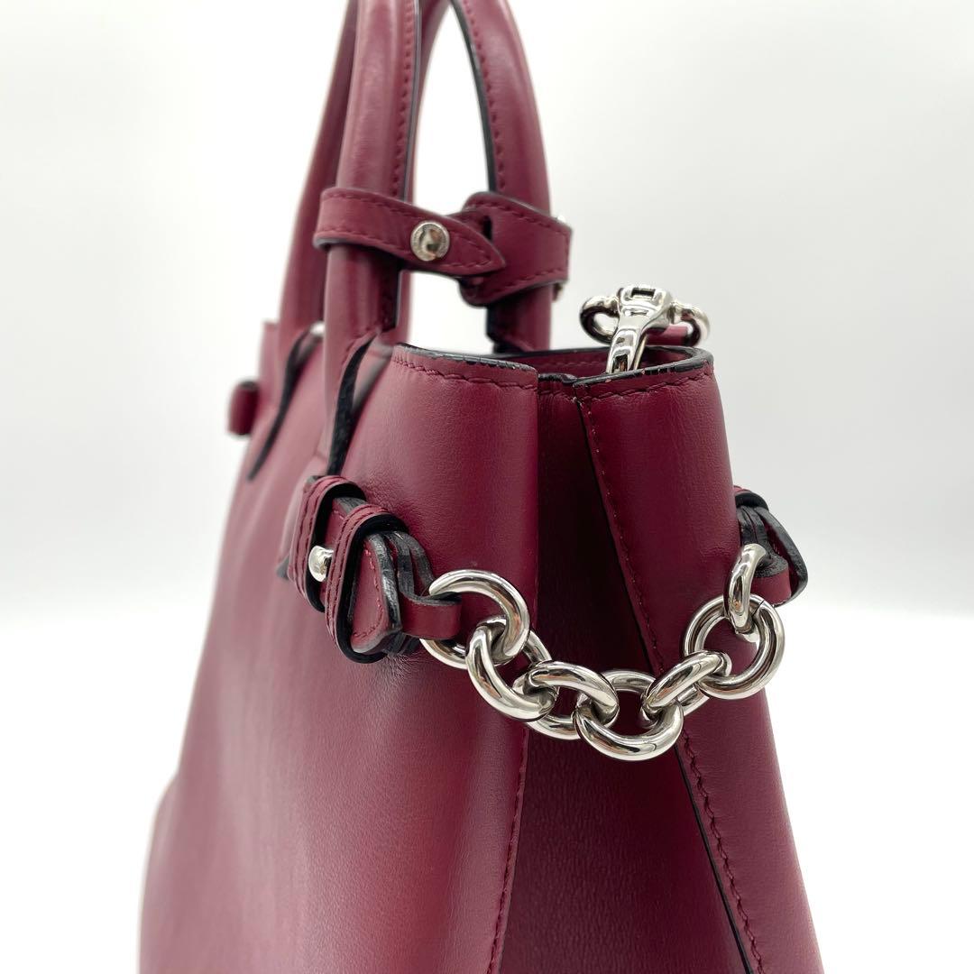 【美品】バーバリー　バナーバッグ　2way ノバチェック　レザー　ボルドー