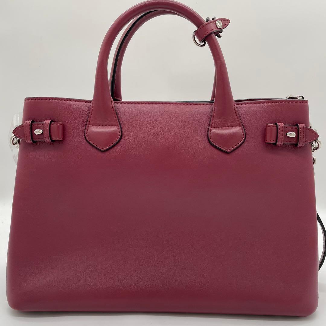 【美品】バーバリー　バナーバッグ　2way ノバチェック　レザー　ボルドー
