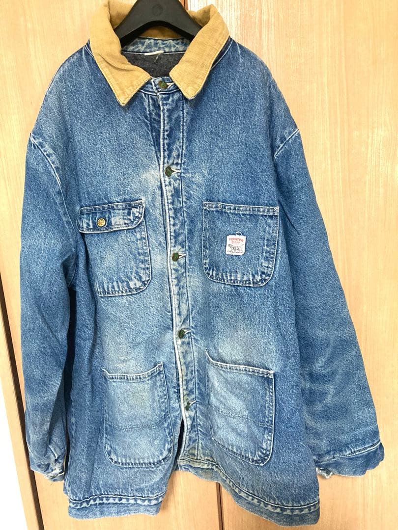 【90s/ポインターブランド】デニム カバーオール 襟コーデュロイ USA製