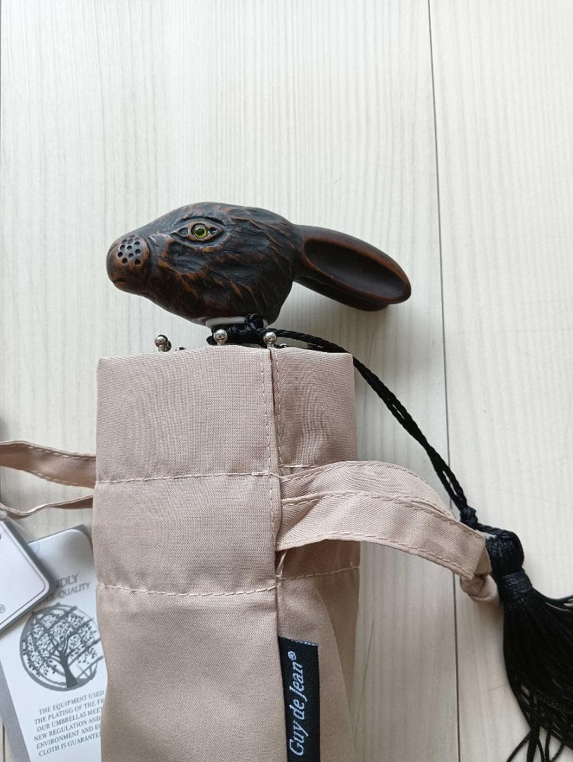 Guy de jean 折り畳み傘 雨/日傘兼用：ウサギ（ベージュフォンセ）