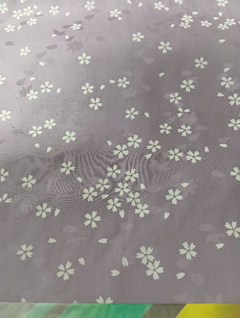 御襦袢地　反物　ラベンダー色　薄紫 桜の花柄　　 絹100%