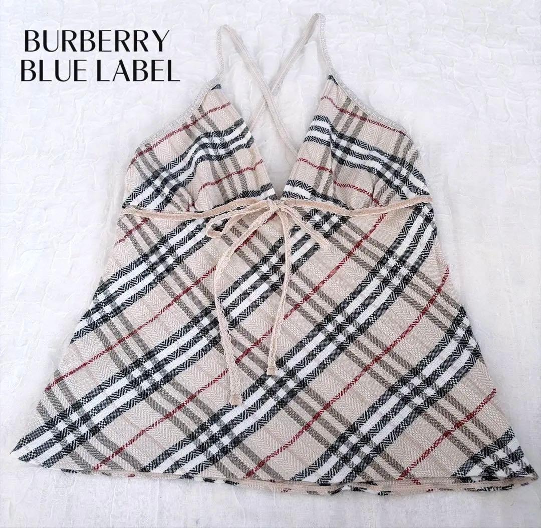 【バーバリーブルーレーベル】美品✨リネン混 キャミソール y2k ノバチェック