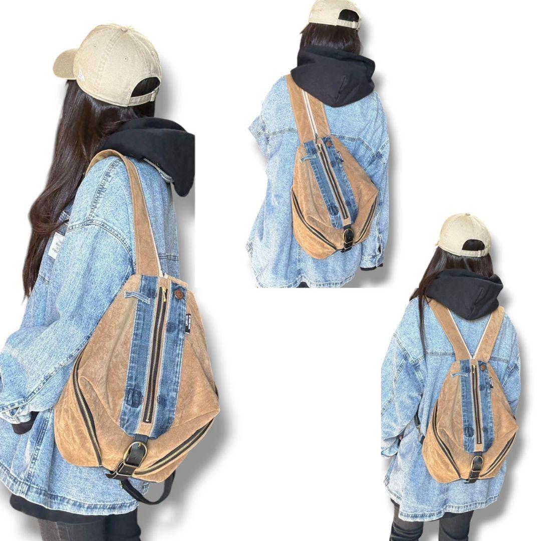 【BIG size】3way bag／スエード×デニム