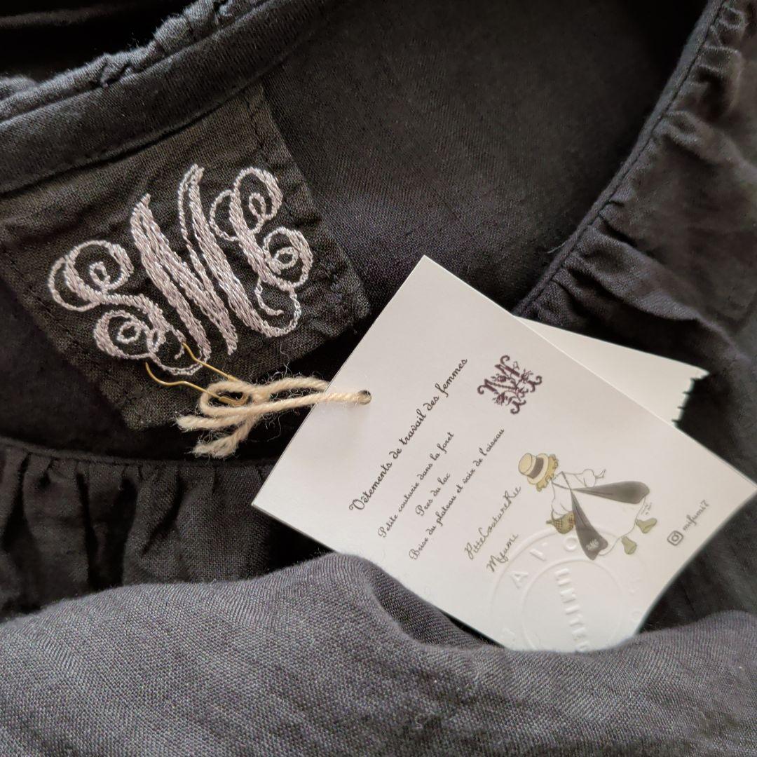 ハンドメイド作家さま☆リネン ドロップショルダーボリュームpuffワンピース