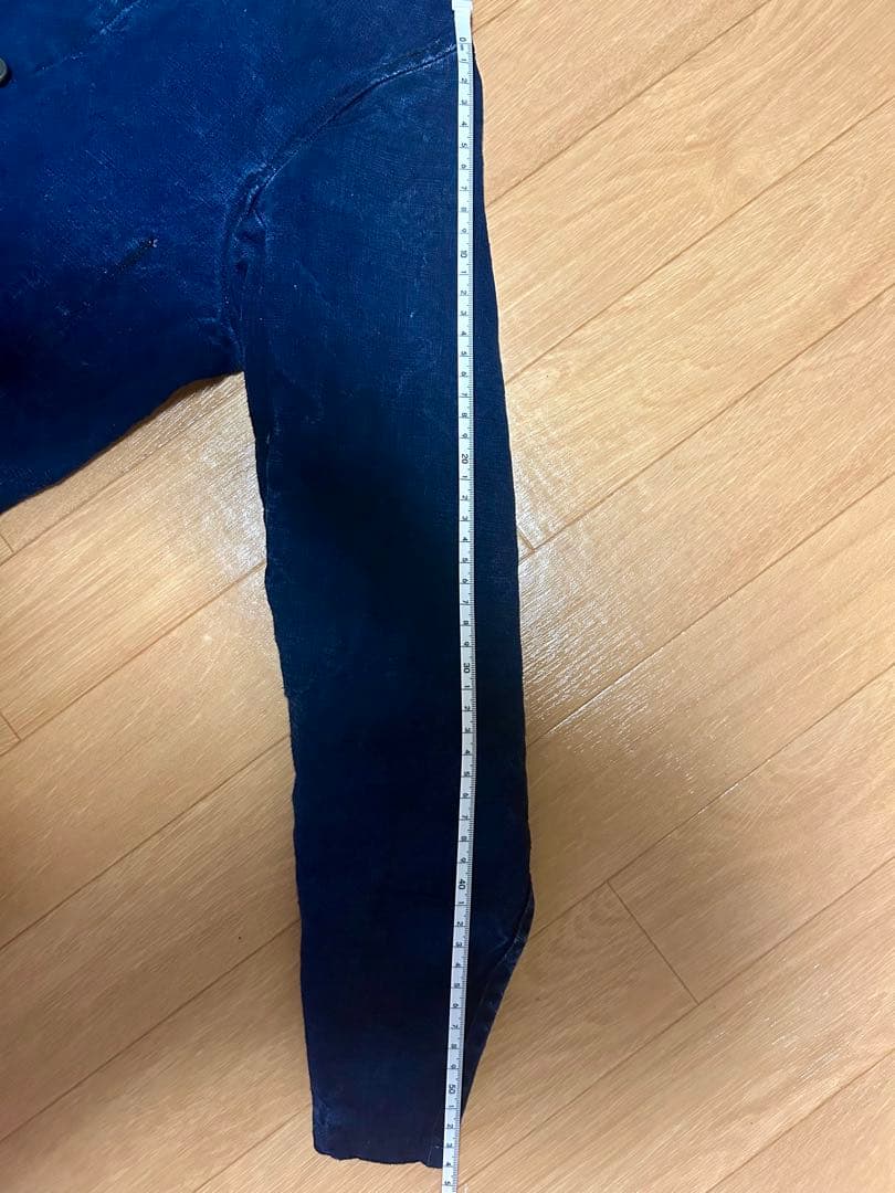 【極美品】 ビンテージ インディゴリネン ダブルブレスト メカニック ジャケット