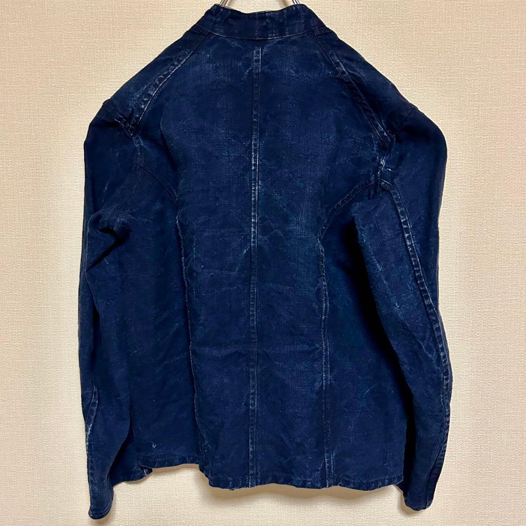 【極美品】 ビンテージ インディゴリネン ダブルブレスト メカニック ジャケット