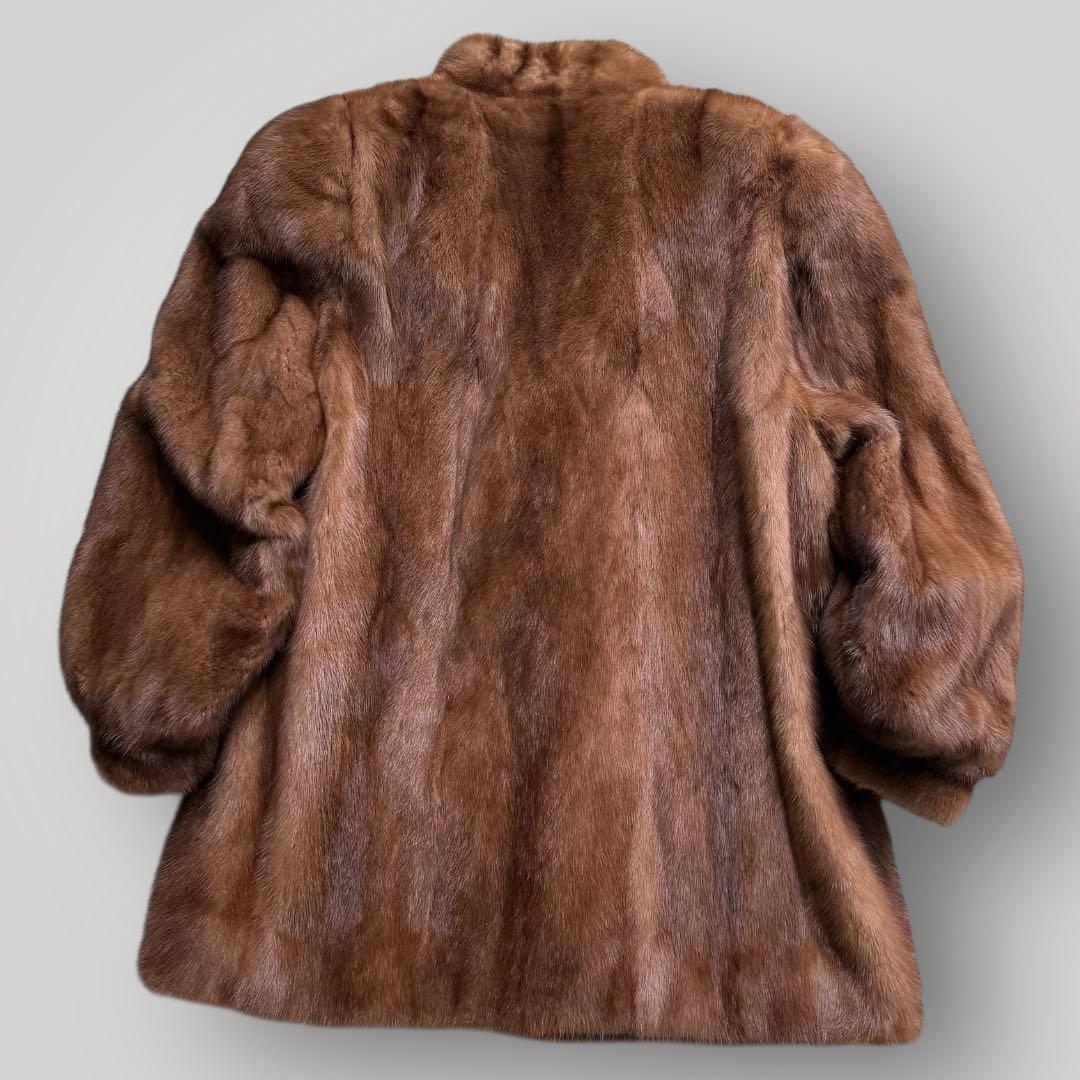 本毛皮☆デミバフミンク サガミンク ファーコート なめし柔らか◎ 毛艶◎ 15号