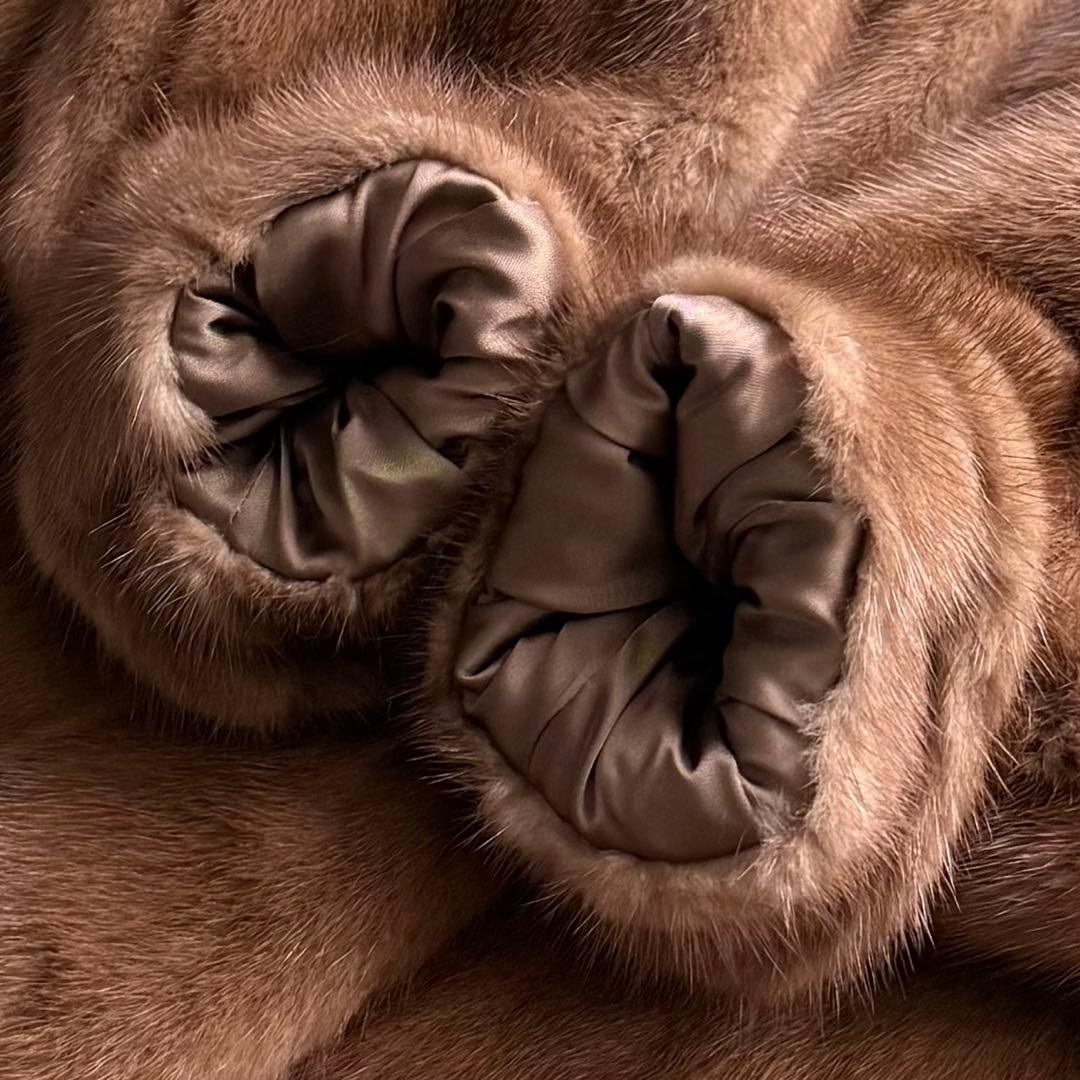 本毛皮☆デミバフミンク サガミンク ファーコート なめし柔らか◎ 毛艶◎ 15号