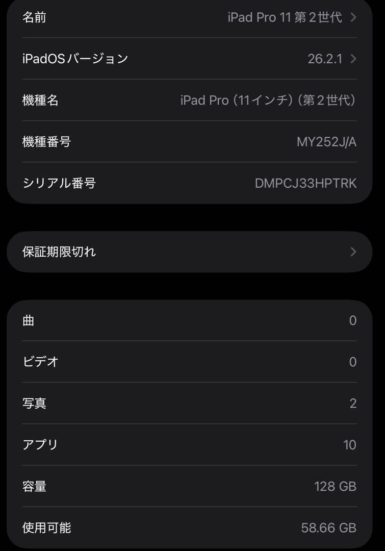 iPad Pro 11 第2世代 128GB
