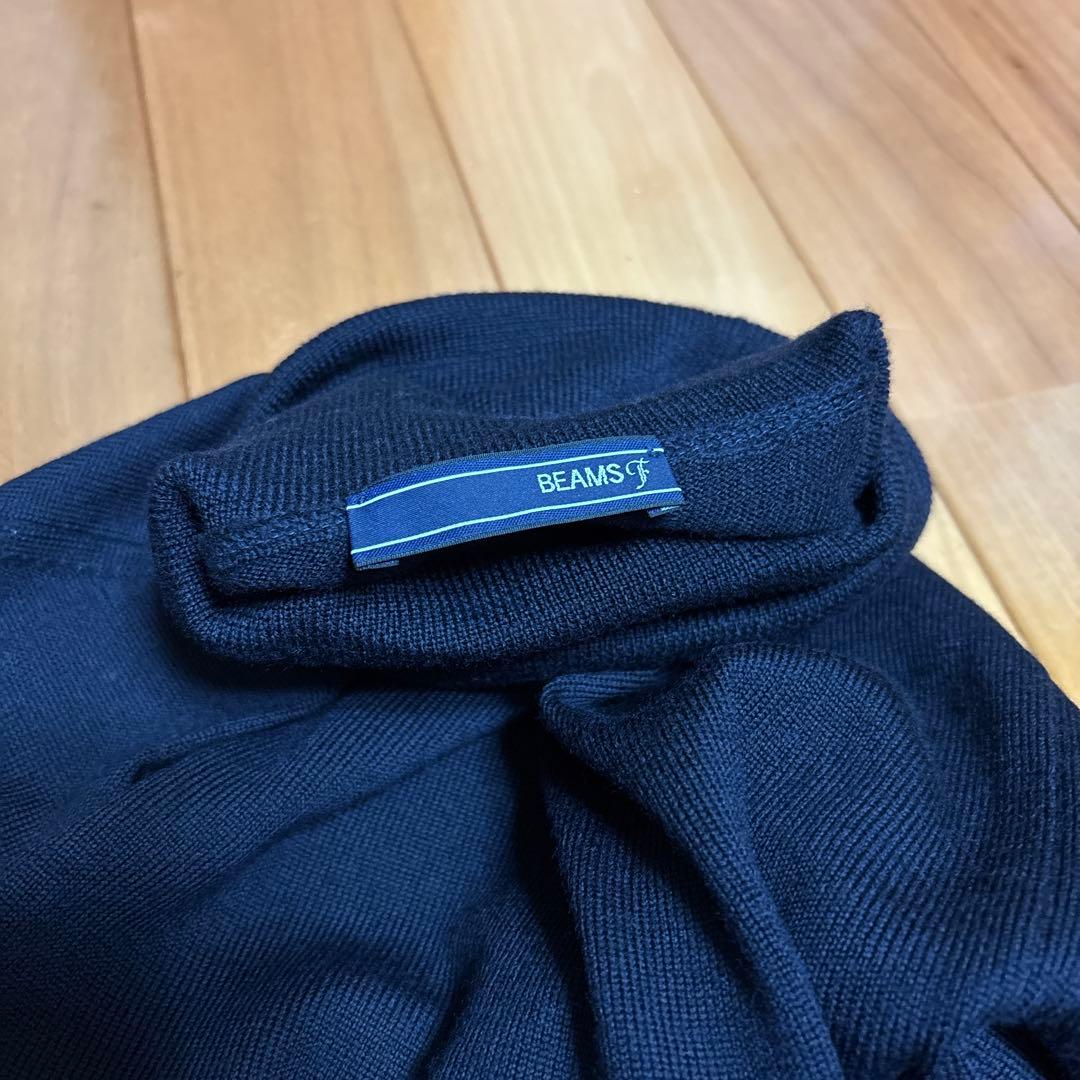 BEAMS F メリノウール タートルネックニット ネイビー 44イタリア製