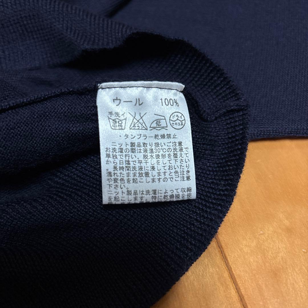 BEAMS F メリノウール タートルネックニット ネイビー 44イタリア製