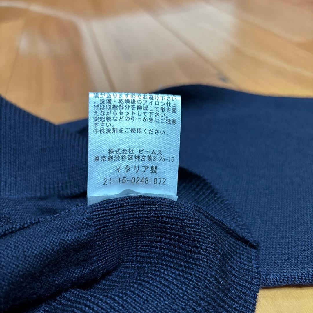 BEAMS F メリノウール タートルネックニット ネイビー 44イタリア製