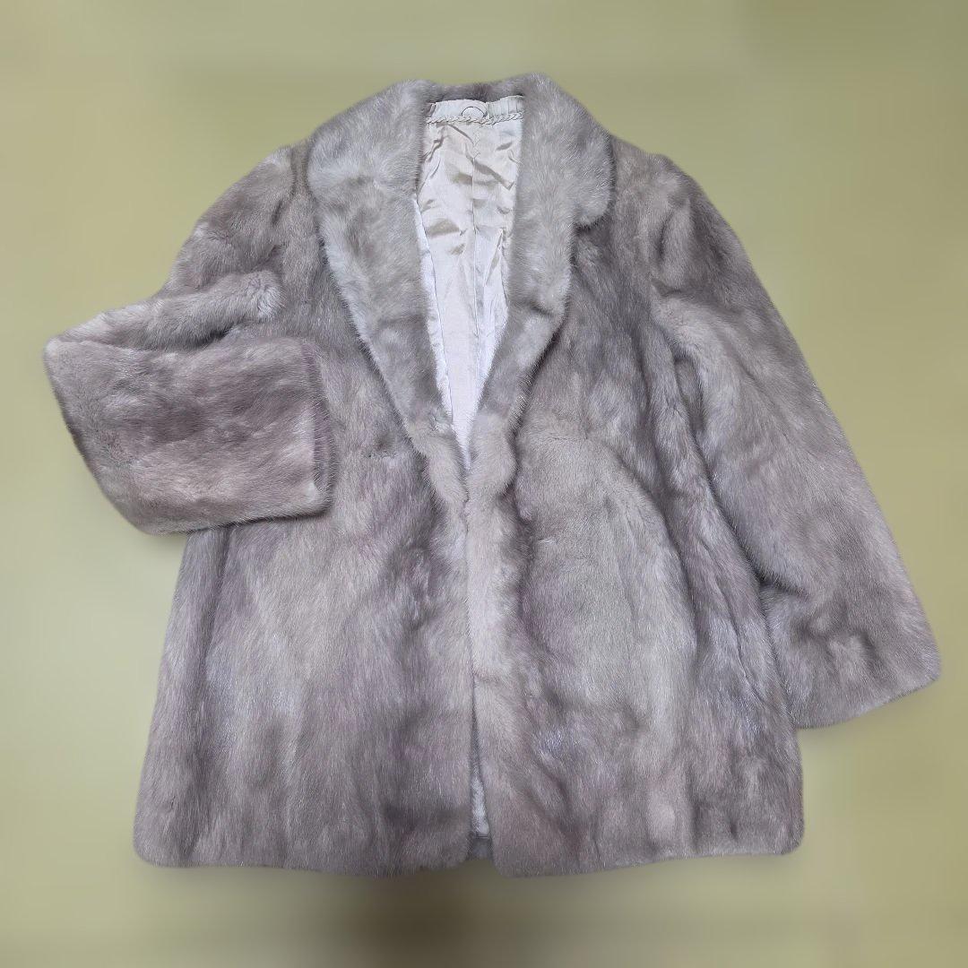 グレージュ ミンク 人気 9号 サファイアミンク リアルファー 高級 コート