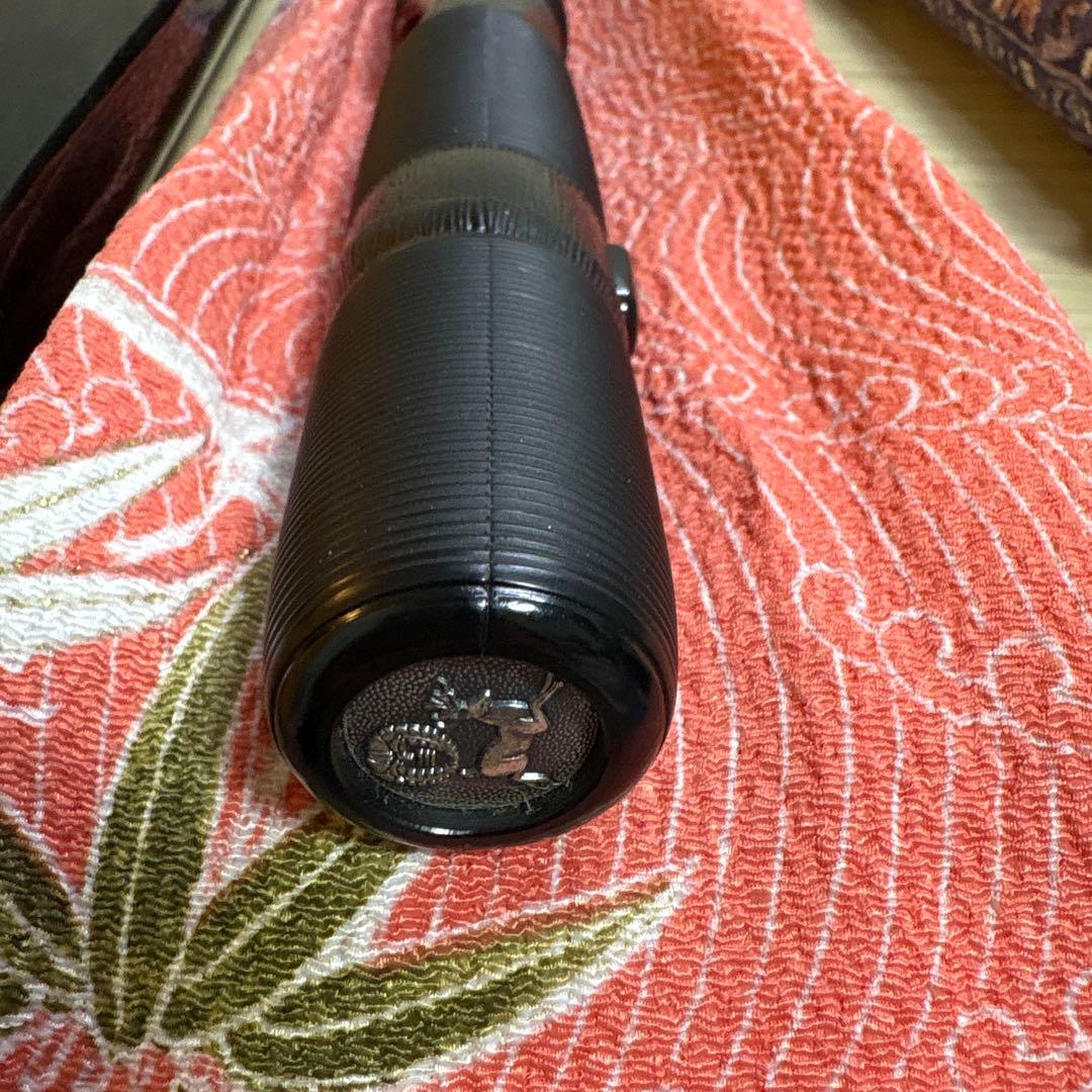 FE 能管 篠笛 黒と赤 鹿の彫刻付 横笛