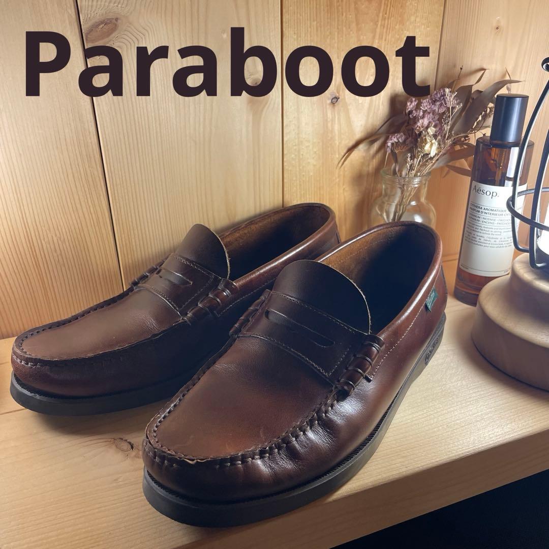 パラブーツ デッキシューズ 茶 6 1/2 ParaBoot メンズ 革靴