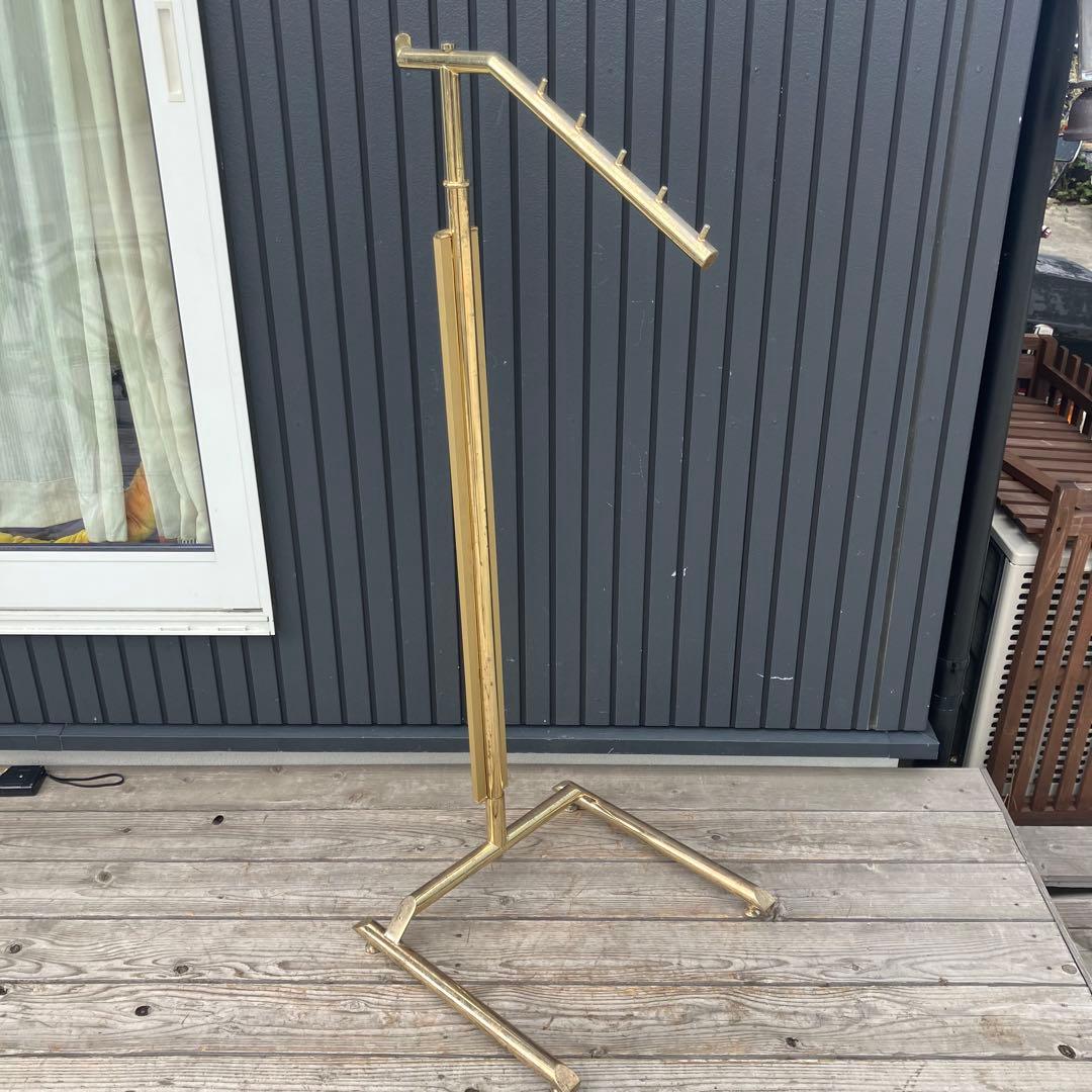 北欧レトロ アイアンフレーム 斜めがけポールハンガー ハンガーラック ゴールド