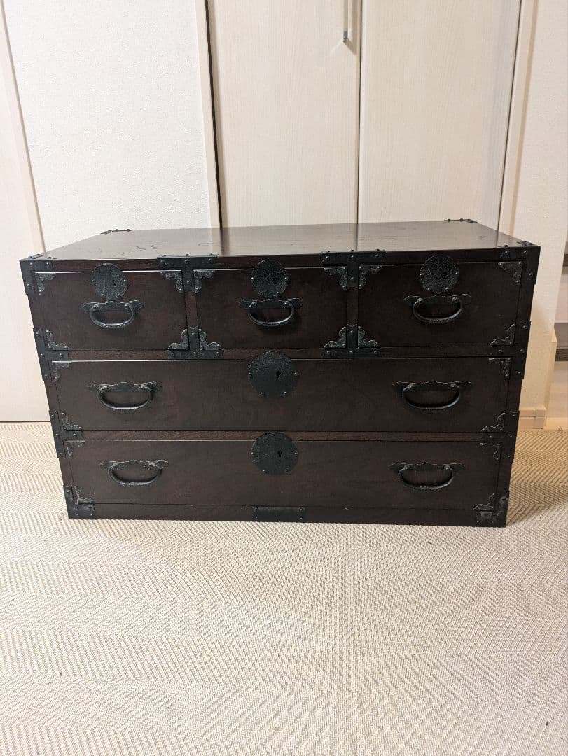 青木産業　箪笥　民芸家具　欅　チェスト　鍵付き