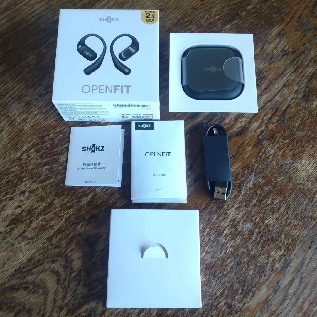 ショックス　Shokz　OpenFit　Black　黒　ワイヤレスイヤホン