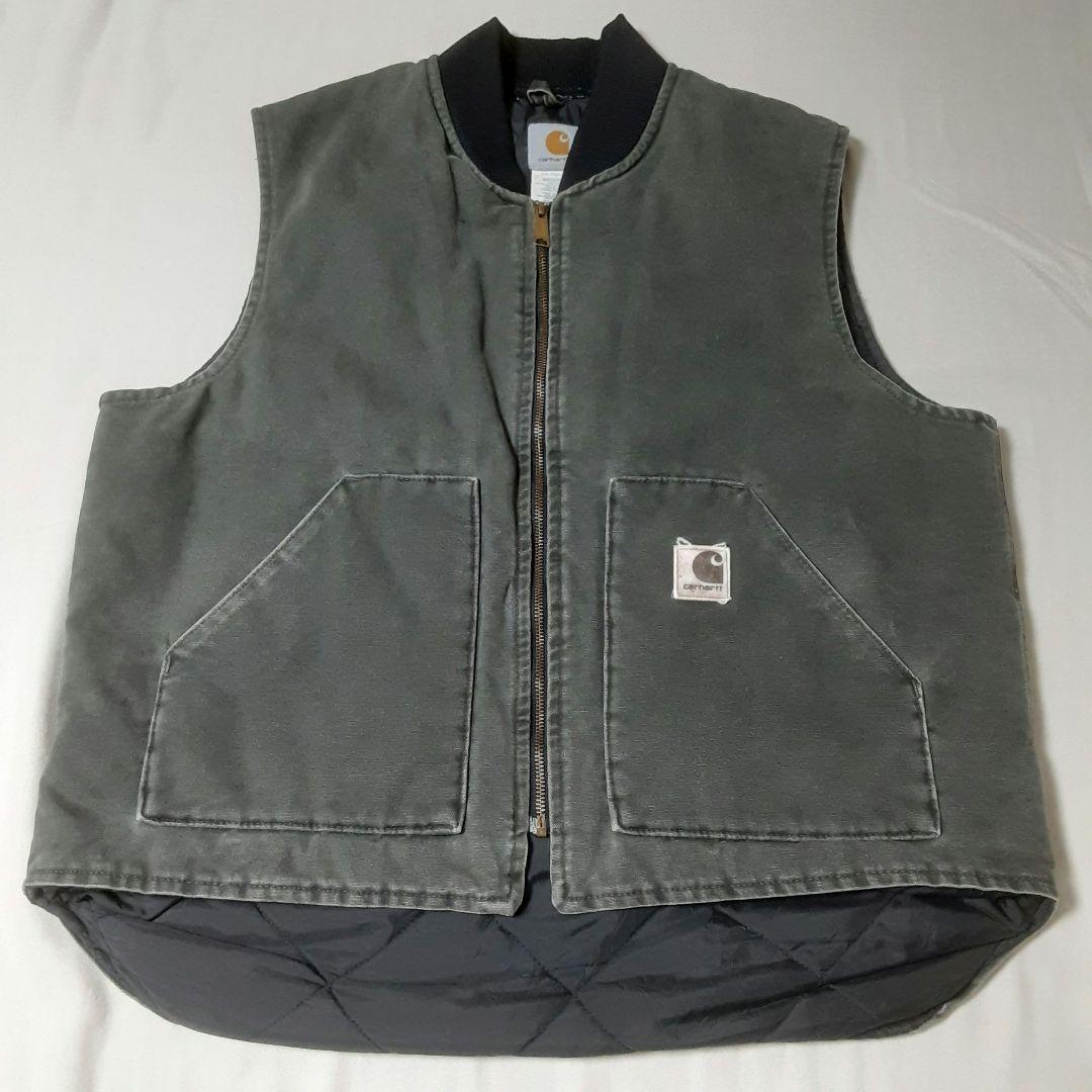 Carhartt ダックベストXL USA製 腰ゴム モス V02MOS