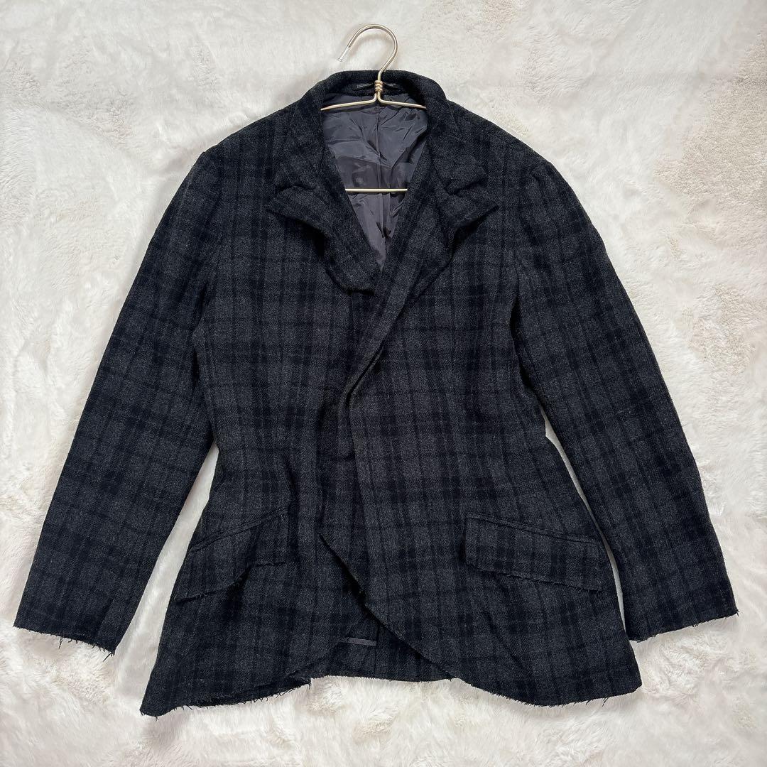 ヨウジヤマモト プリュスノアール ウール ヘム ジャケット サイズ 2 チェック