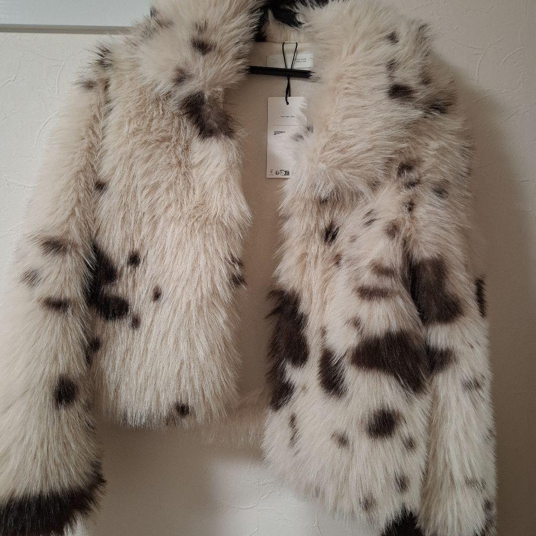 ZARA アニマルプリント フェイクファーショートコート S