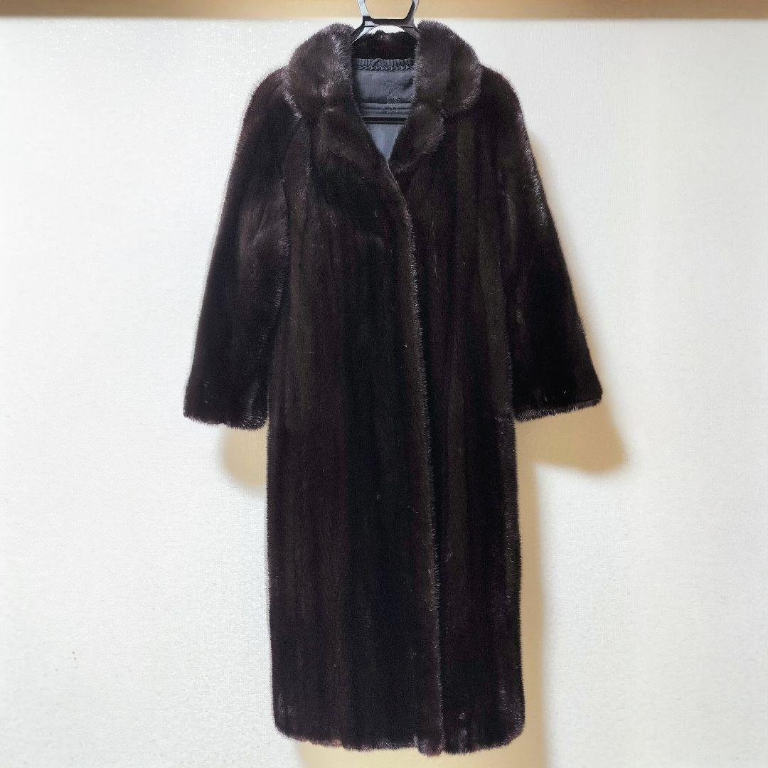 ロングコート　ミンク　毛皮　リアルファー　逆毛　Ｓ