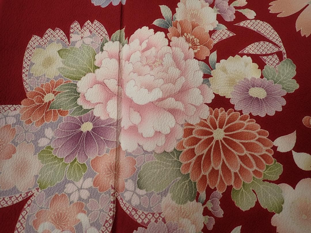 秀品 やまと謹製 正絹 振袖 袋帯 帯地 帯揚げ 全4点セット 身丈156cm