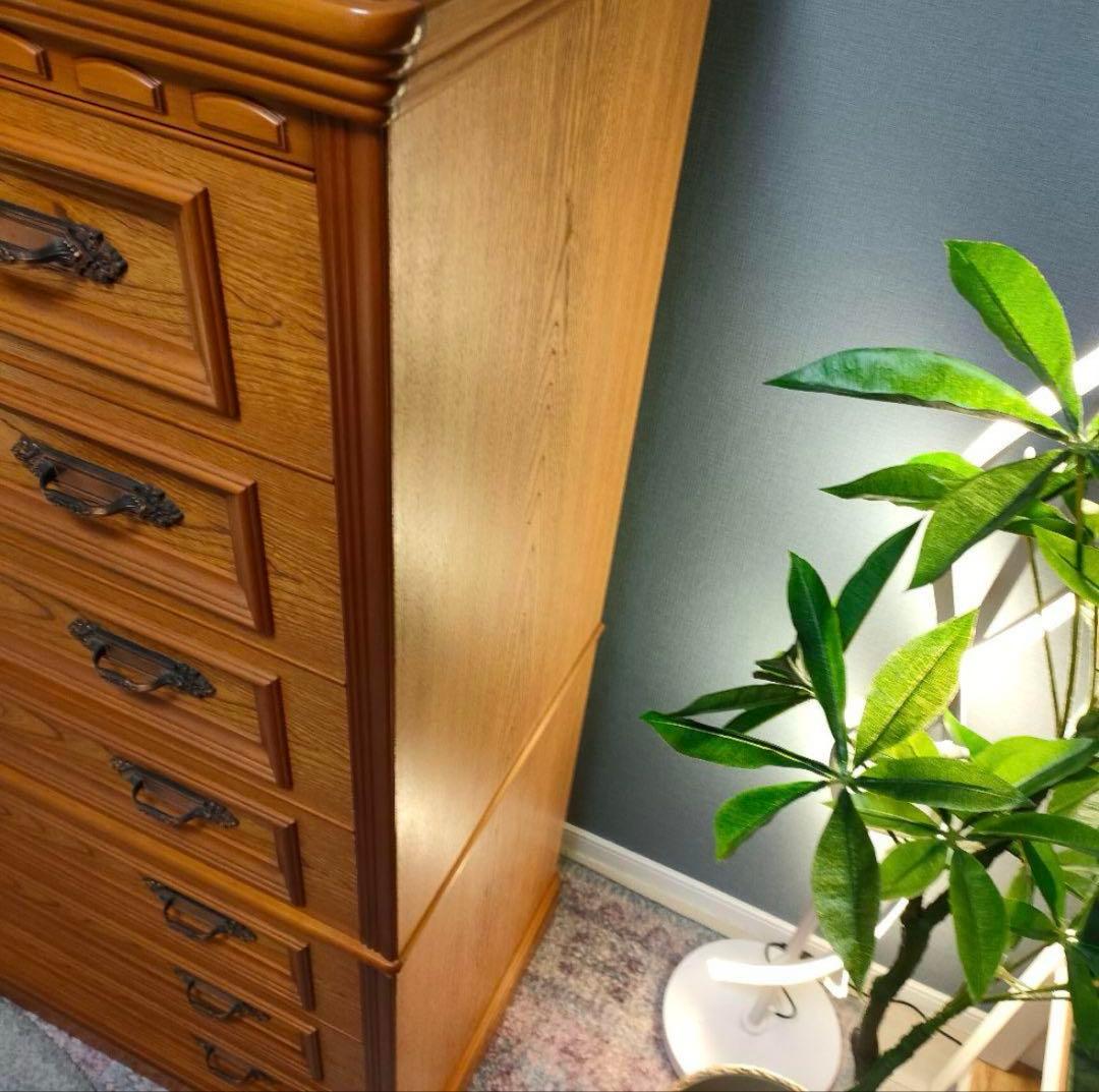 クラシックアンティーク高級ナラ材突板 洋服タンス 昭和レトロ 大容量チェスト