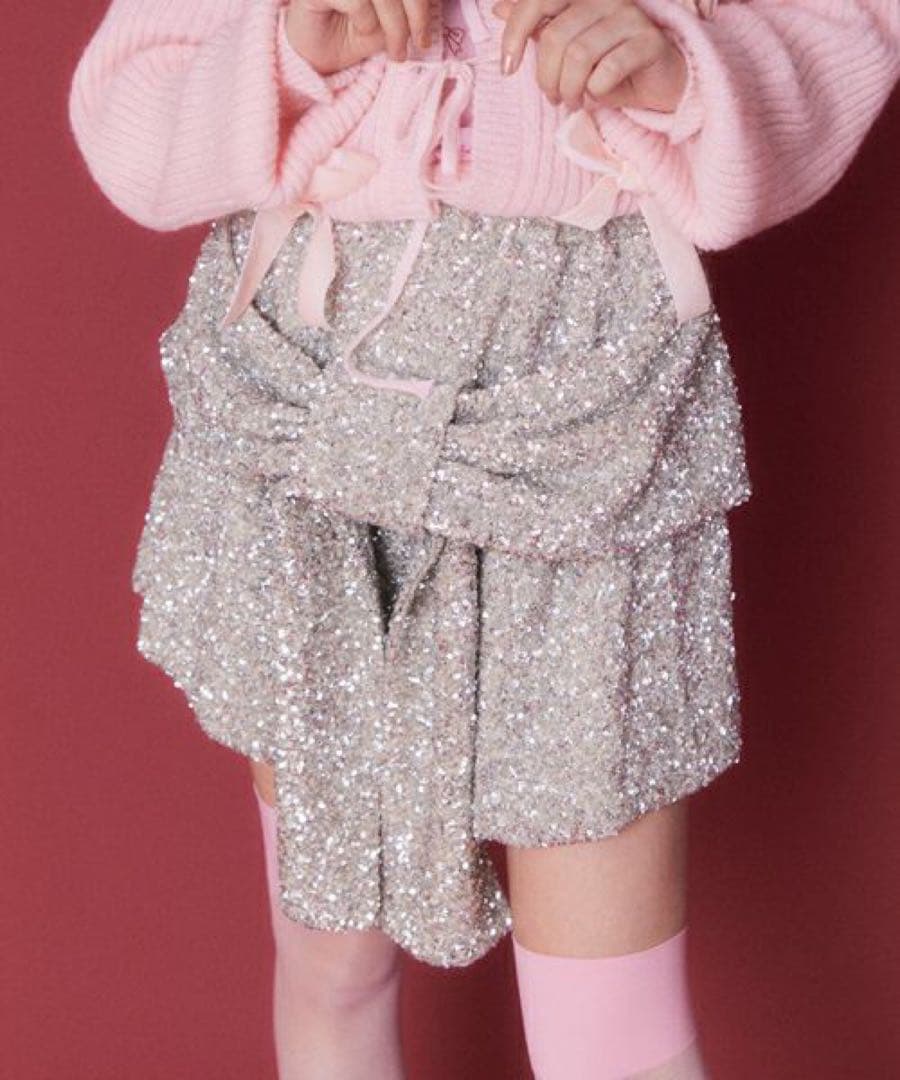 【美品】CandyStripper バルーンパンツ シルバースパンコール リボン