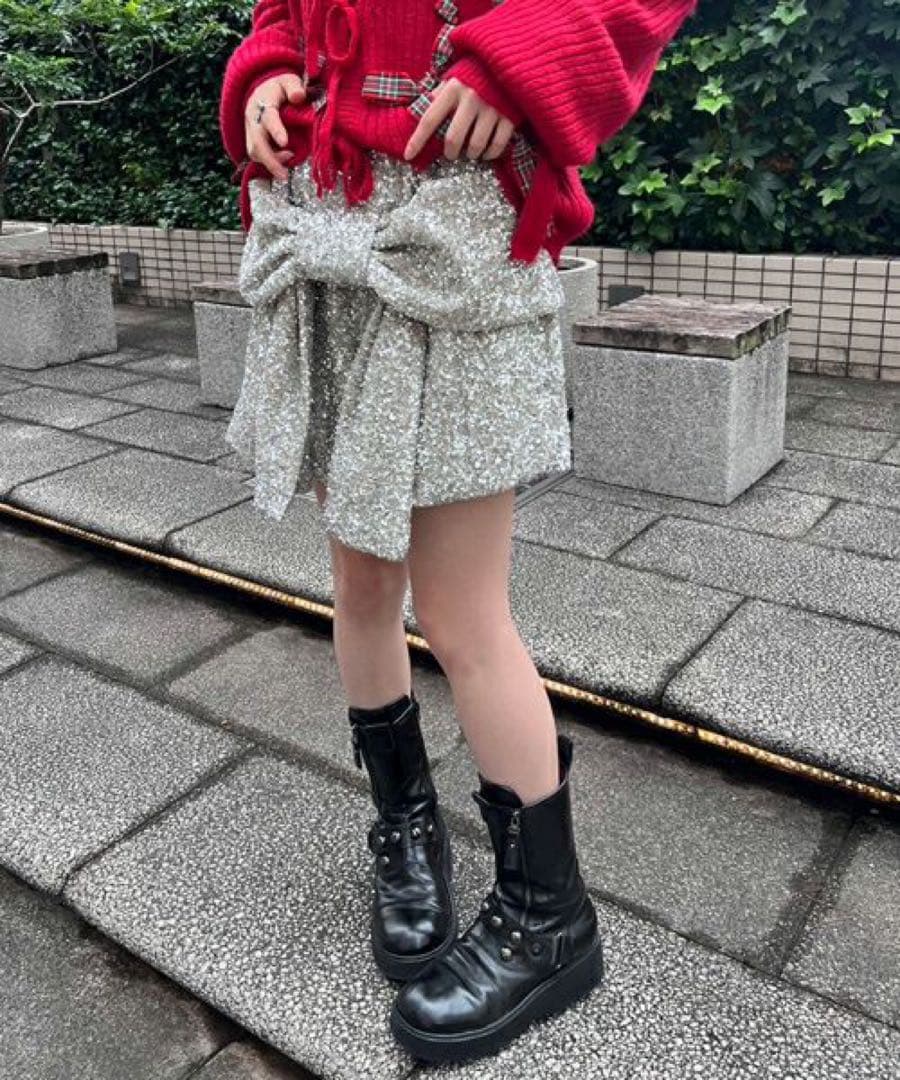 【美品】CandyStripper バルーンパンツ シルバースパンコール リボン