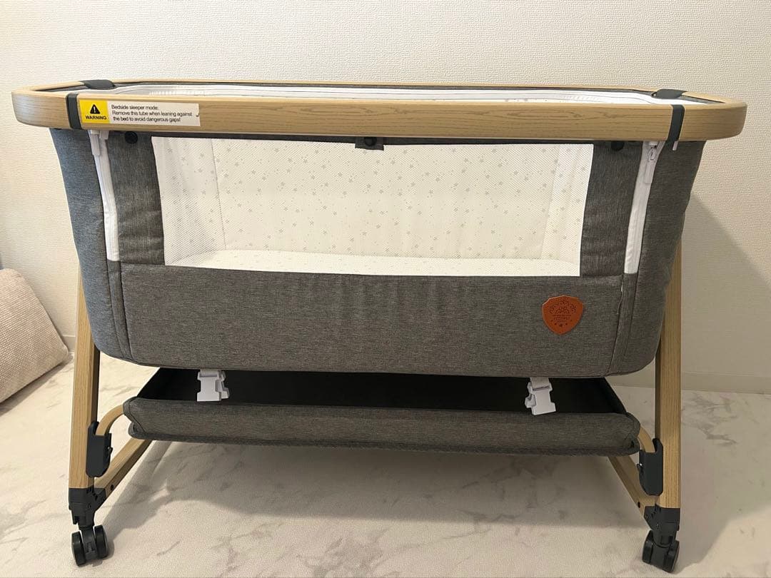 【美品】【2025.05購入】HZDMJ 添い寝ベビーベッド キャスター付き