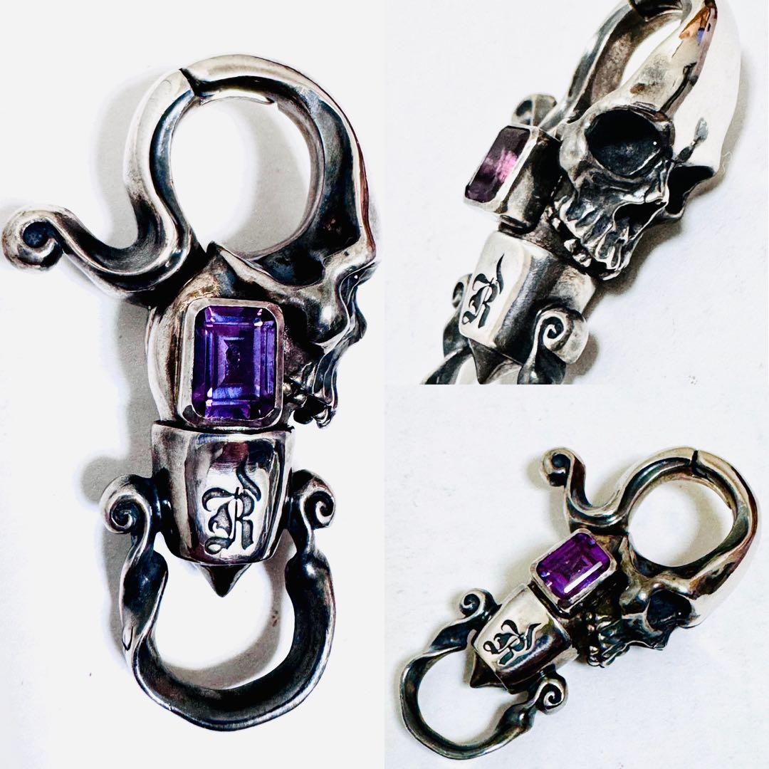 23万購入　アメジスト　シルバー925 スカル　ロックンライド　クリップ