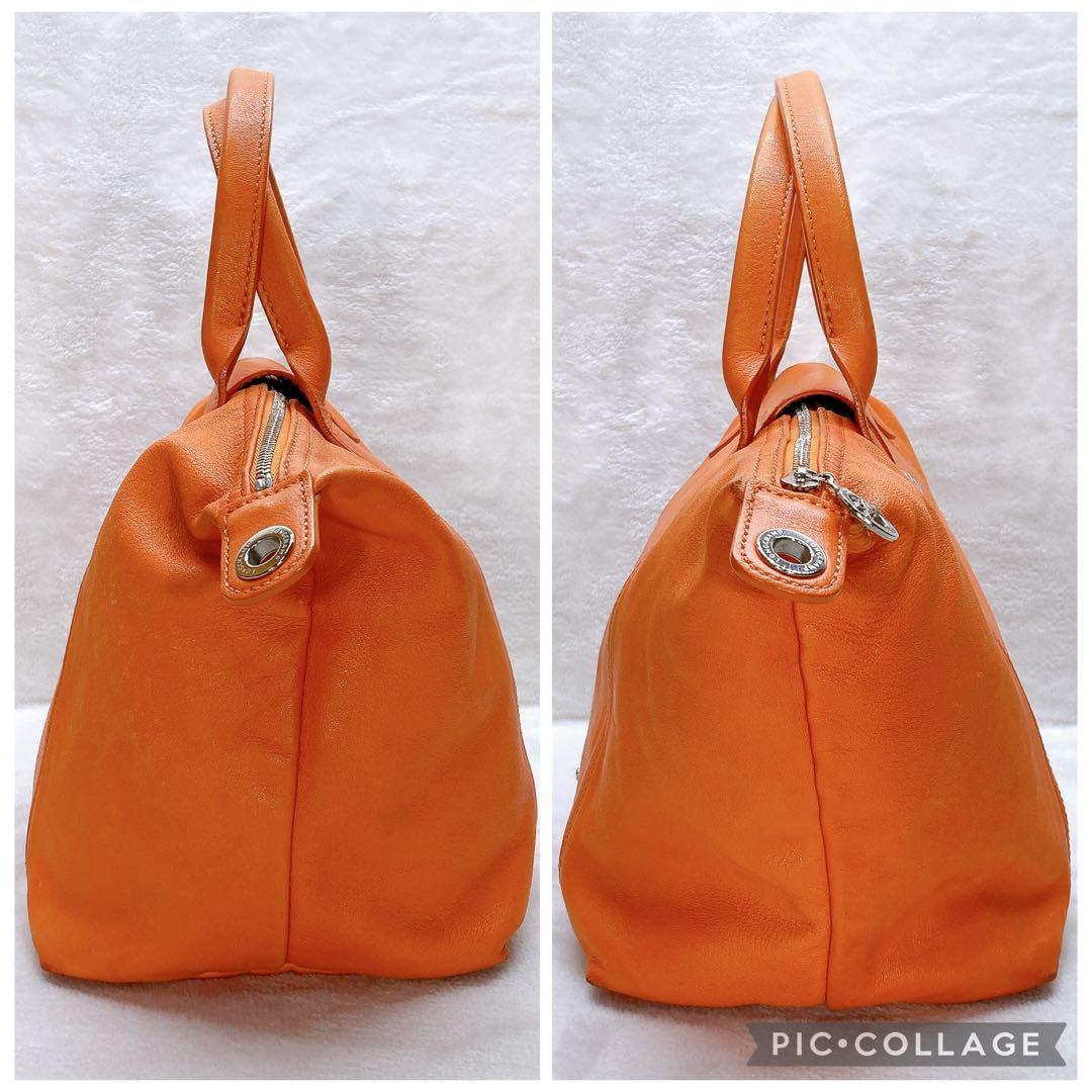 ✨美品✨ロンシャン ル プリアージュ オールレザー 2wayバッグ オレンジ