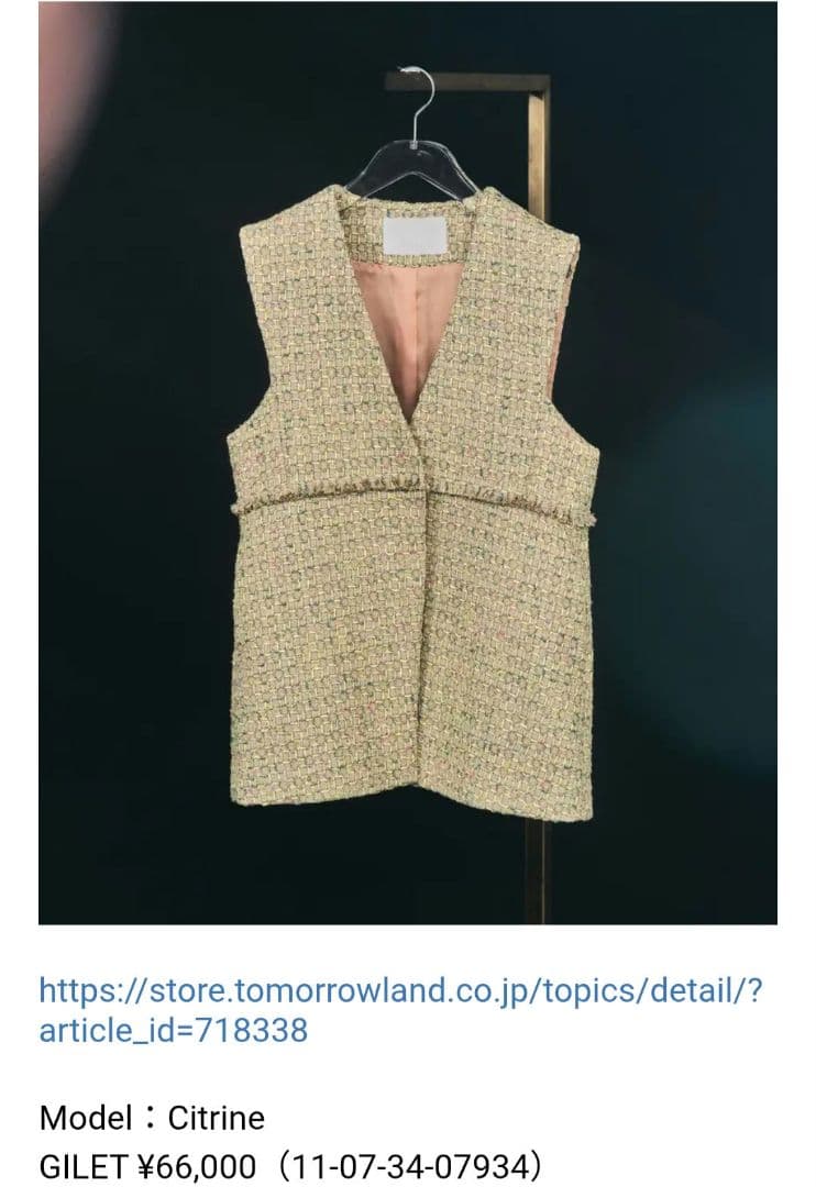 トゥモローランド　ballsey ボールジィ　ツイードジレ　23AW 66000