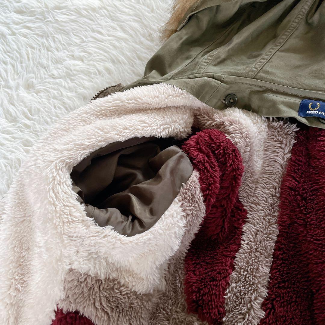 【フレッドペリー】英国柄 モッズコート ボアライナー ユニオンジャック カーキM